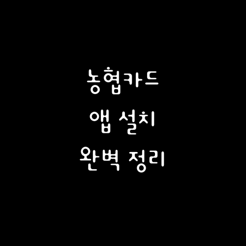 농협 신용카드 앱 설치 및 사용법 완벽 정리