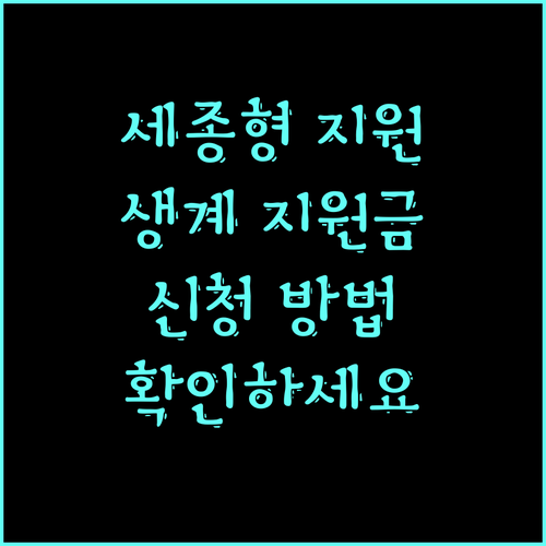 2025 세종형 기초생계지원 | 비수급 저소득층을 위한 생계 지원금 받는 법