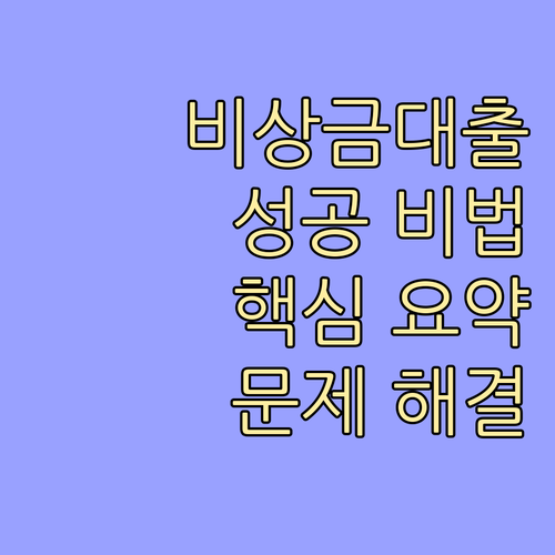 비상금대출 성공 비법 자격조건, 서류, 기술 문제 해결