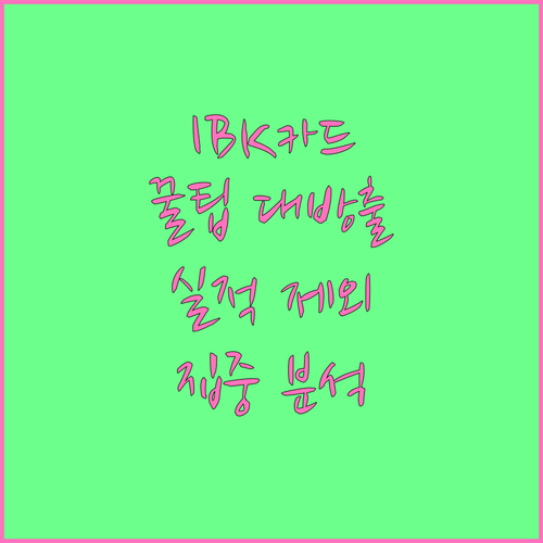 IBK기업카드 똑똑하게 쓰는 법 실적 제외 항목 집중 분석