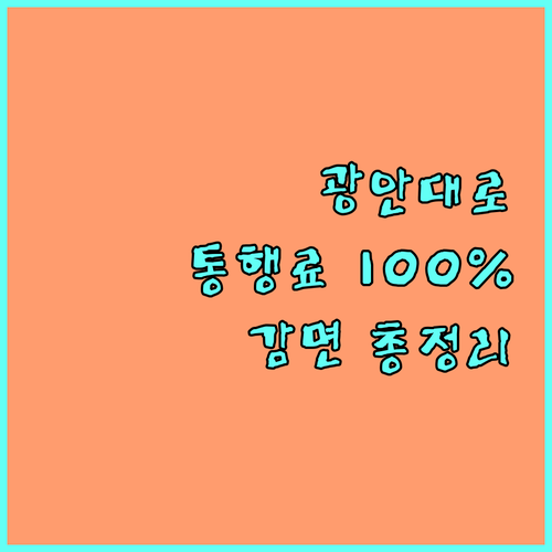 2025 광안대로 통행료 100% 감면 총정리 대상, 신청 방법 완벽 가이드