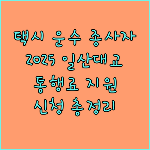 택시 운수 종사자 2025 일산대교 통행료 지원 | 신청 방법 총정리