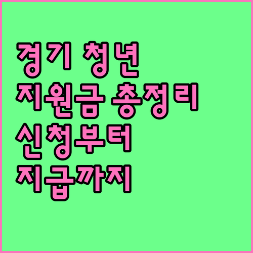 경기도 청년 위한 지원금: 신청부터 지급까지, 궁금증 완전 해소