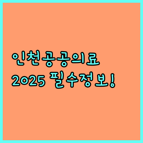 2025 인천 공공의료사업: 대상, 내용, 신청 방법 총정리