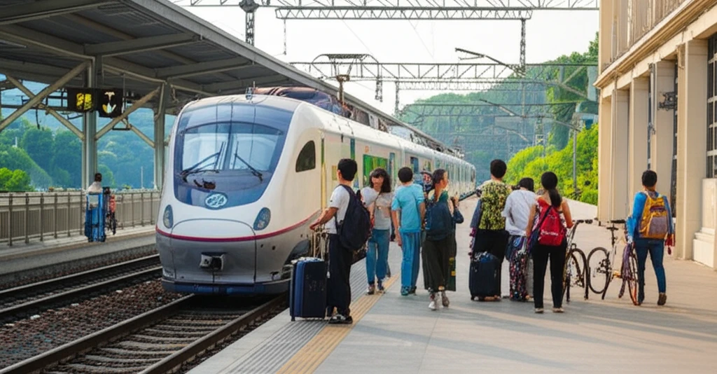 곡성역 승강장과 열차 진입 모습