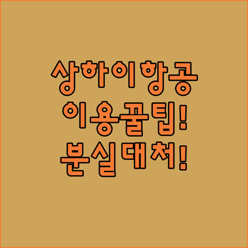 상하이항공 1661-2600 이용 방법부터 공항 수하물 분실 대처까지