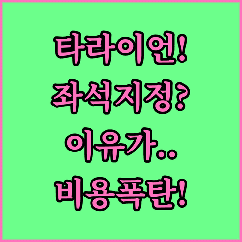 타이라이언에어 좌석 미리 지정해야 하는 이유와 비용