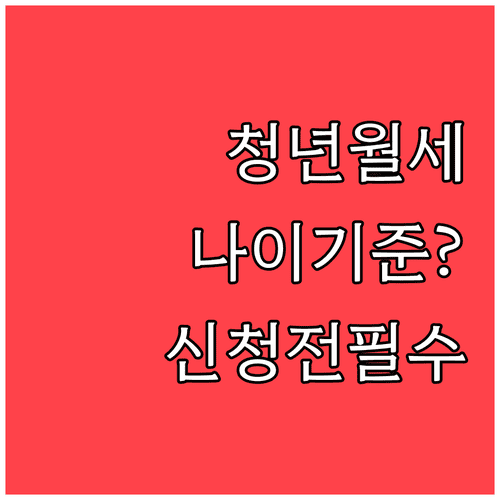 청년월세지원 나이 기준과 신청 전 자격 조건
