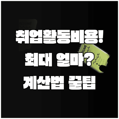 국민취업지원제도 취업활동비용 계산 방법과 최대 지급액