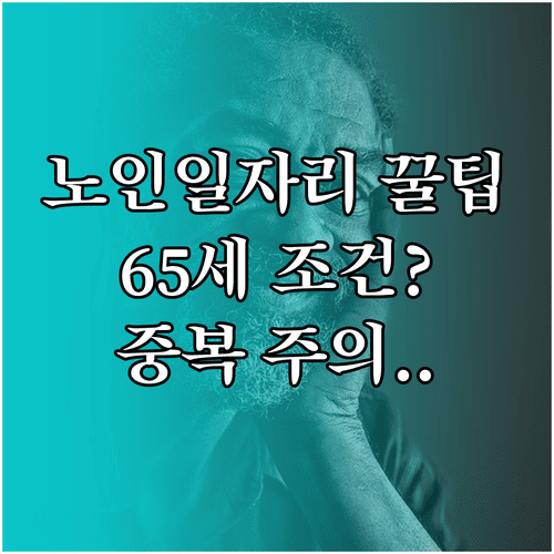 노인일자리 만 65세 이상 신청조건과 중복 참여 제한